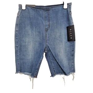 Risen Jean Shorts 9in inseam, Size Med, Dark Wash